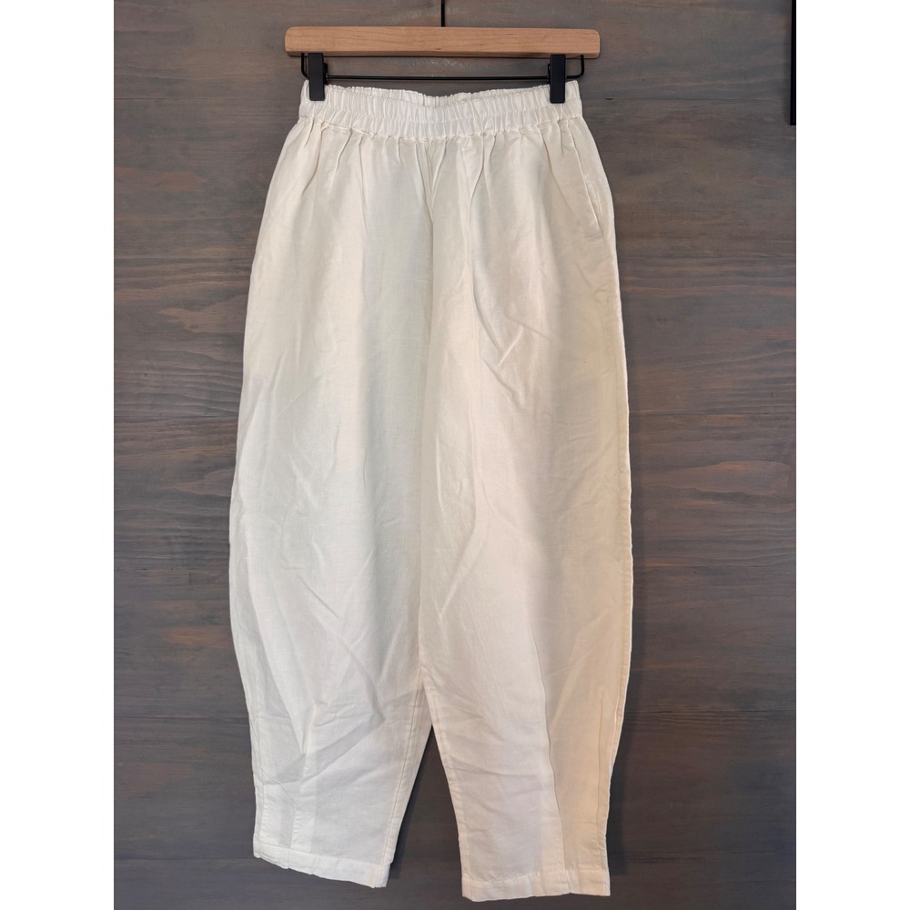 Urban Outfitters Cream Linen Blend Balloon Pants High Waist Tapered Cropped XS